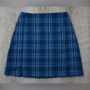 Womens Brandy Melville John Galt Cara Blue Plaid Mini Skirt